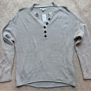 Women's Gray Henley Sweater